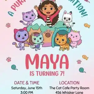 Gabby's Dollhouse Birthday Invitation, Editable Pandy Template