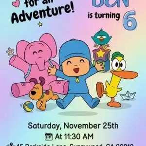 Pocoyo Birthday Invitation Template | Editable Kids Party Invite