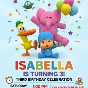Pocoyo Birthday Invitation Template - Editable Digital Invite