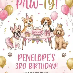 Adorable Puppy Birthday Invitation Template