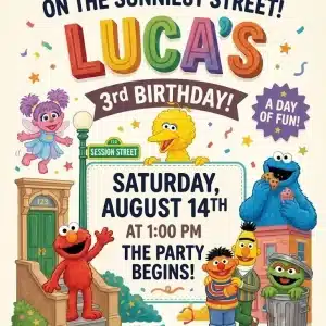 Sesame Street Inspired Birthday Invitation Template