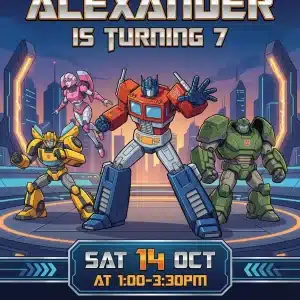 Transformers Rise of the Beasts Birthday Invitation Template