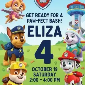 Paw Patrol Birthday Invitation Template - Puppy Crew Party