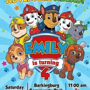 Adorable Puppy Paw-ty Birthday Invitation - Editable Dog Theme