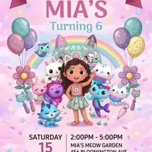 Gabby's Dollhouse Pandy Party Birthday Invitation