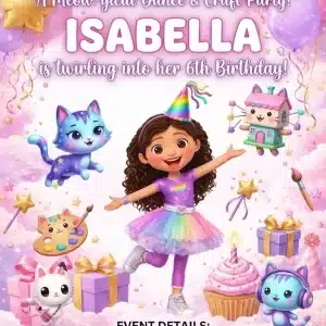 Gabby's Dollhouse Birthday Invitation | Editable Canva Template