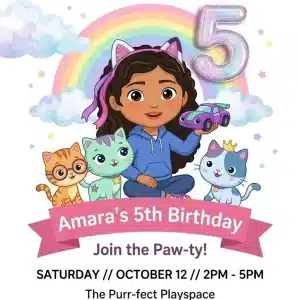 Gabby's Dollhouse Pandy Party Birthday Invitation Template