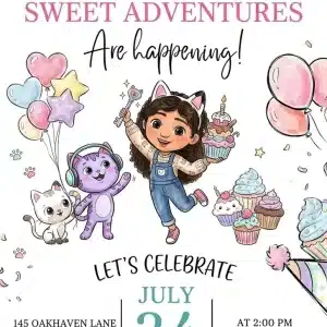 Gabby's Dollhouse Birthday Invitation - Editable Cat Party Template