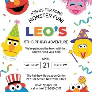 Elmo Sesame Street Birthday Invitation Template