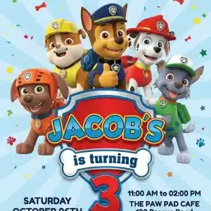 Puppy Patrol Pup Crew Birthday Invitation Template