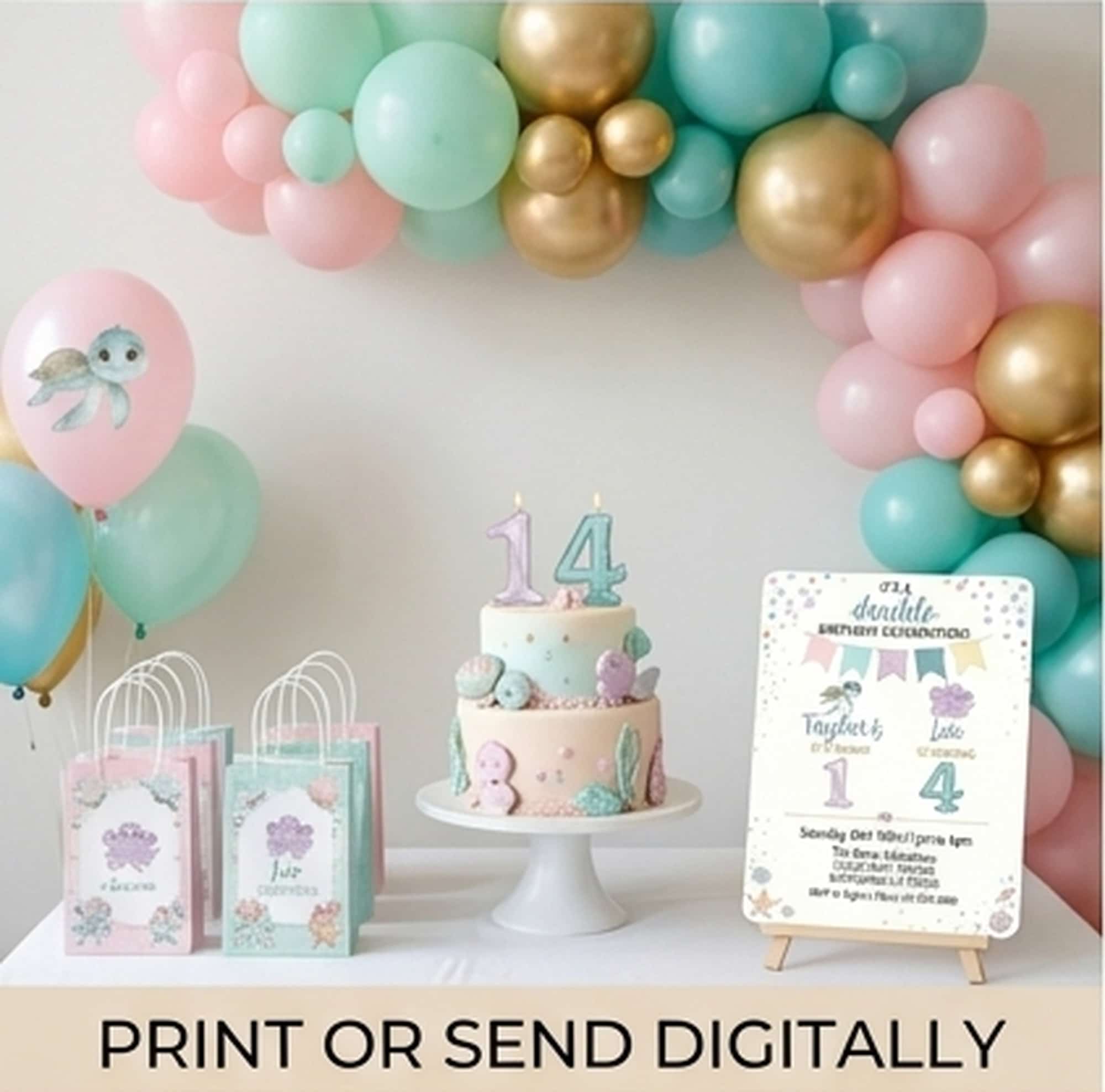Editable Joint Birthday Invitation for Siblings or Twins | Colorful Double Party Template