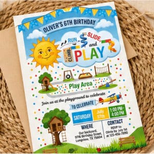 Playground Birthday Invitation Template | Editable Canva Invite | Kids Park Birthday Party Invitation | Instant Digital Download