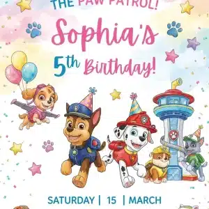 Puppy Paw Patrol Birthday Invitation - Editable Dog Party Invite
