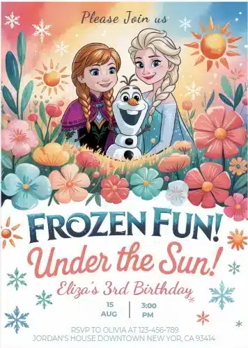 Snow Princess Summer Pool Party Invitation Template
