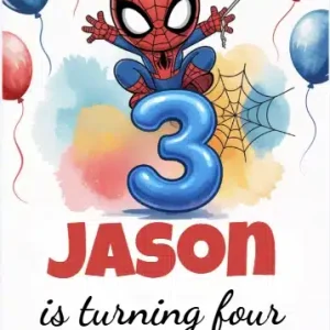 Watercolor Superhero Birthday Invitation, Kids Hero Party Invite