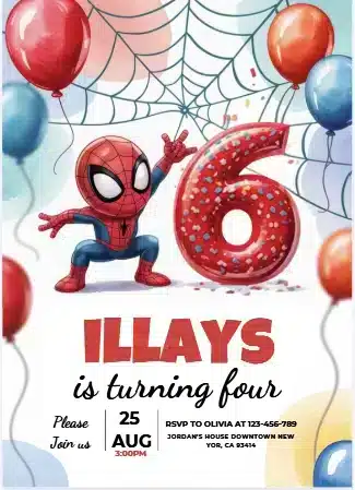 Spidey and His Amazing Friends 6th Birthday Invitation