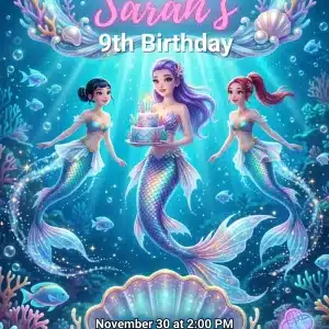 Ocean Magic Underwater Birthday Invitation Template
