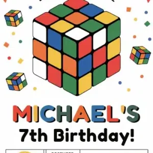 Puzzle Cube Birthday Invitation Template | Kids Game Party Invite