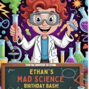 Mad Scientist Birthday Invitation - Neon Science Lab Party