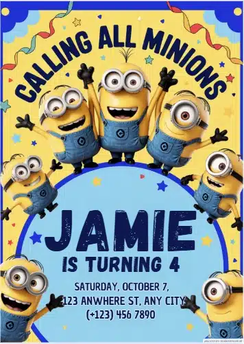 Bright Yellow Kids Birthday Invitation Template