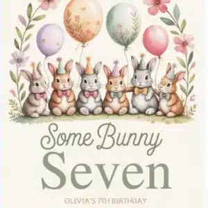 Woodland Bunny Birthday Invitation Template - Watercolor Rabbit
