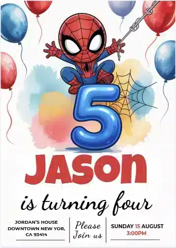 5th Birthday Spidey Superhero Invitation Template