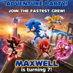 Sonic the Hedgehog Birthday Invitation | Gamer Party Invite
