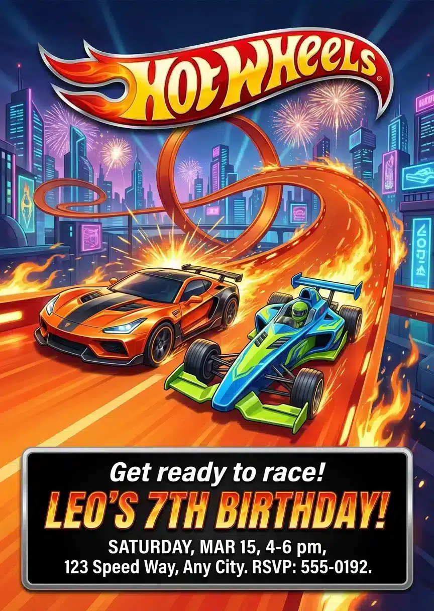 Race Car Birthday Invitation Template - Fast & Fun Racing Theme