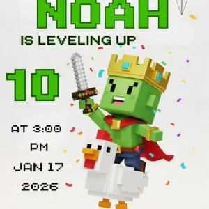 Pixel Game Birthday Invitation | Editable Gamer Party Invite