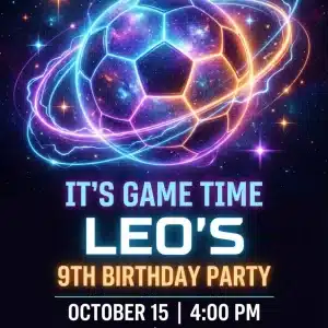 Neon Soccer & Sneakerball Birthday Invitation Template