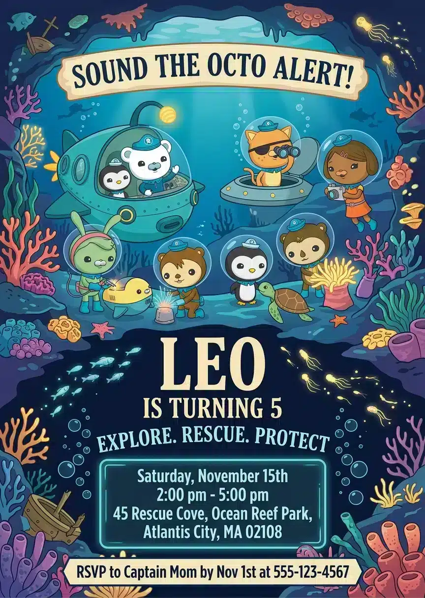 Octanauts Birthday Invitation Template - Instant Download