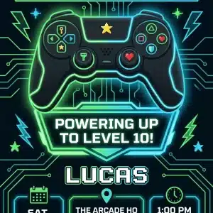 Level Up Gamer Birthday Video Invitation Template