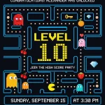 Retro Arcade Video Game Birthday Invitation Template