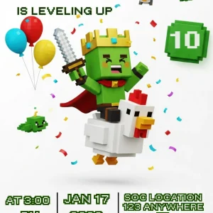 Retro Pixel Game Birthday Invitation | Boys Gaming Party Template