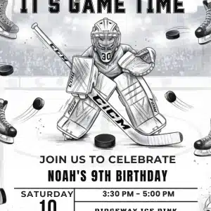 Ice Hockey Birthday Invitation | Winter Sports Party Template