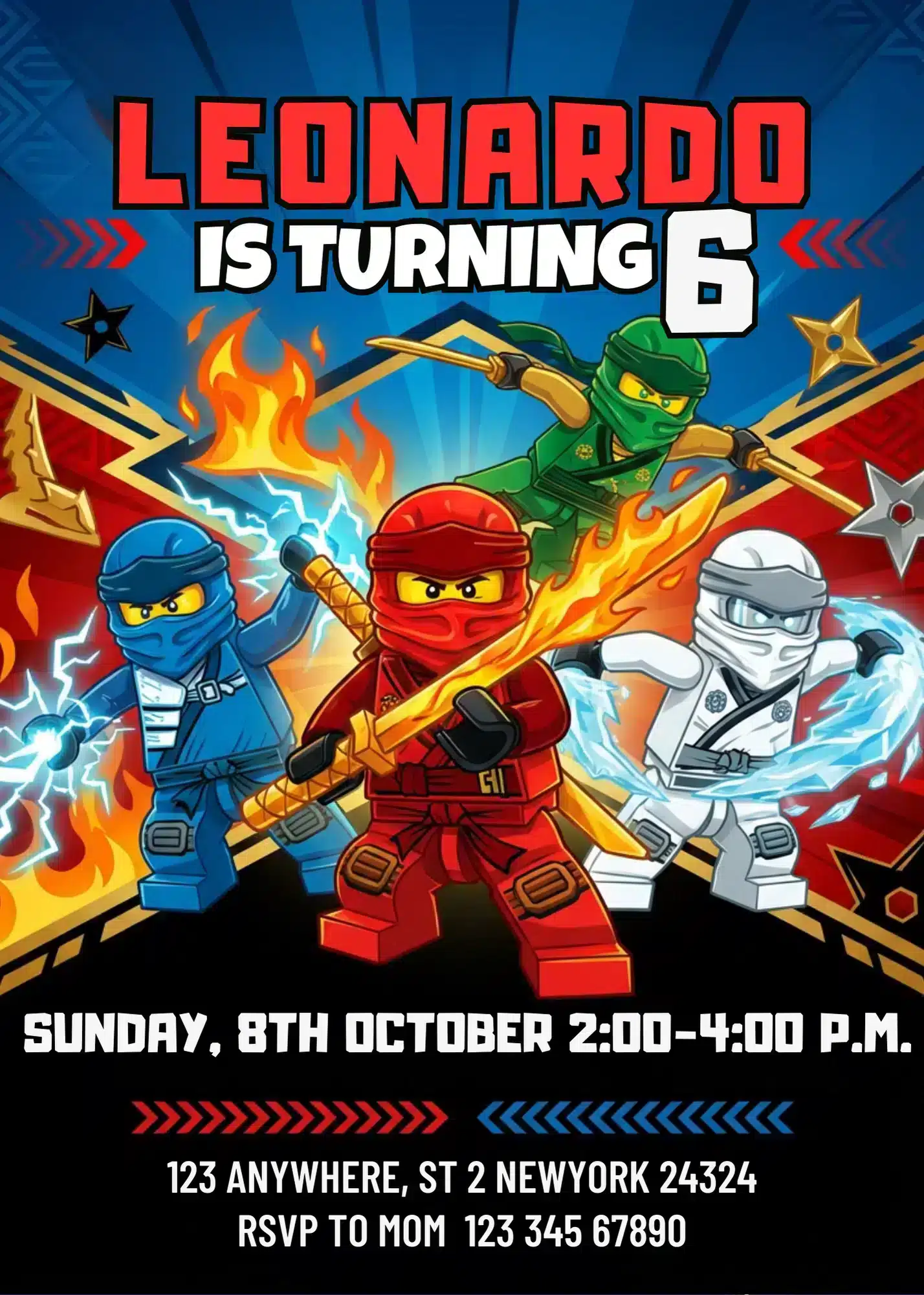Ninja Warrior Birthday Invitation Template