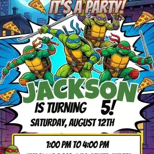 Ninja Turtles Mutant Mayhem Birthday Invitation Template