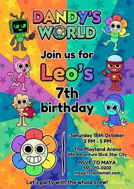 Dandy's World Birthday Invitation | Editable Digital Template