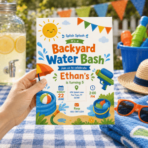 Backyard Water Bash Birthday Invitation | Summer Splash Invite