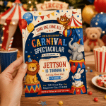 Carnival Birthday Party Invitation | Editable Canva Circus Theme