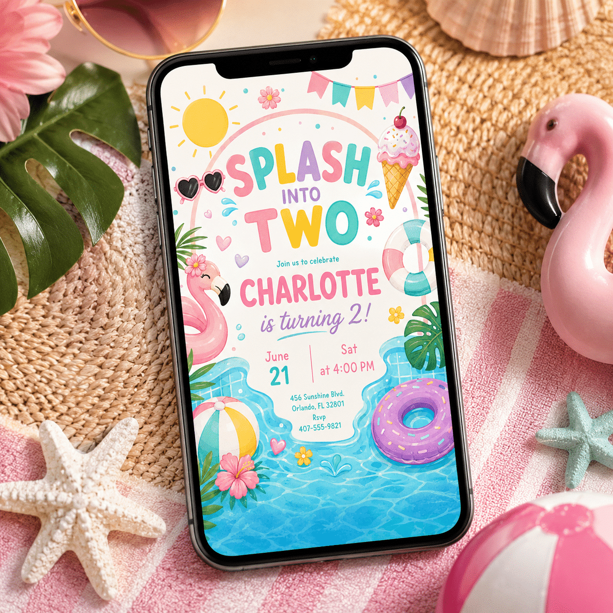Splish Splash Water Slide Bash Invitation | Pool Party Template - Image 4
