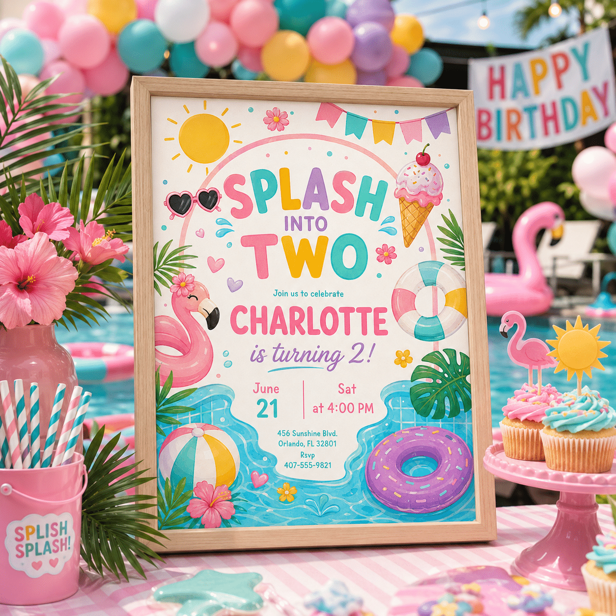 Splish Splash Water Slide Bash Invitation | Pool Party Template - Image 3