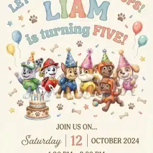 Pink Paw Patrol Girl Birthday Invitation Template
