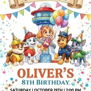 Adorable Puppy Paw-ty Birthday Invitation | Editable Digital Invite