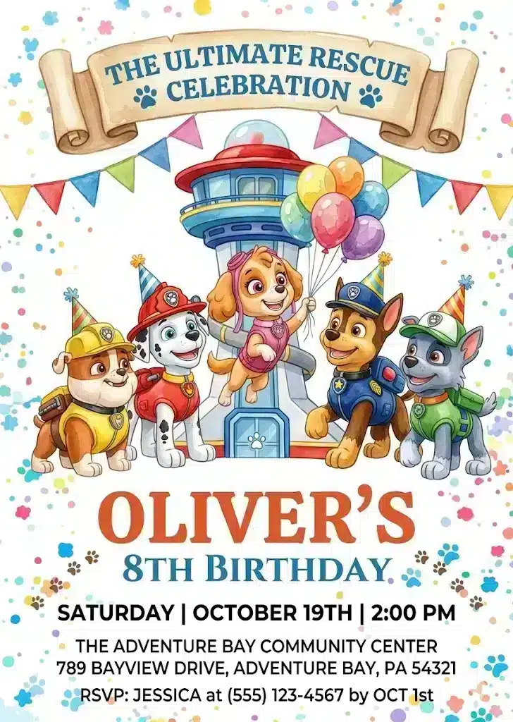 Adorable Puppy Paw-ty Birthday Invitation | Editable Digital Invite