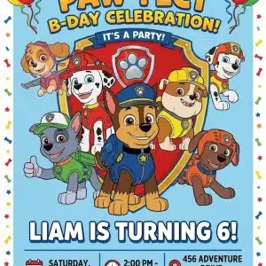 Puppy Patrol Birthday Invitation Template | Editable Pup Party Invite