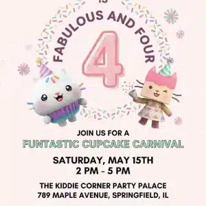 Gabby's Dollhouse Birthday Invitation - Pink Cat Party Theme