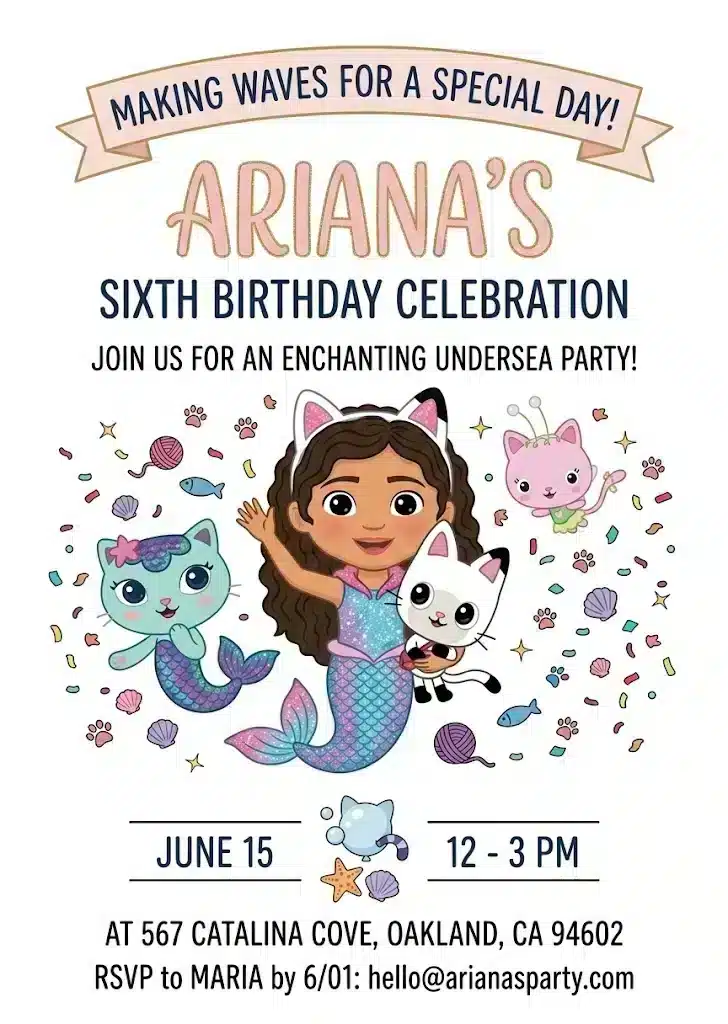 Gabby's Dollhouse Birthday Invitation | Editable Digital Invite