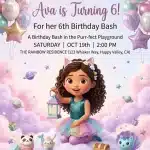 Gabby's Dollhouse Birthday Invitation Template