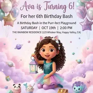 Gabby's Dollhouse Birthday Invitation Template